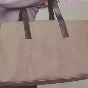Tan Tote Bag with Brown Straps